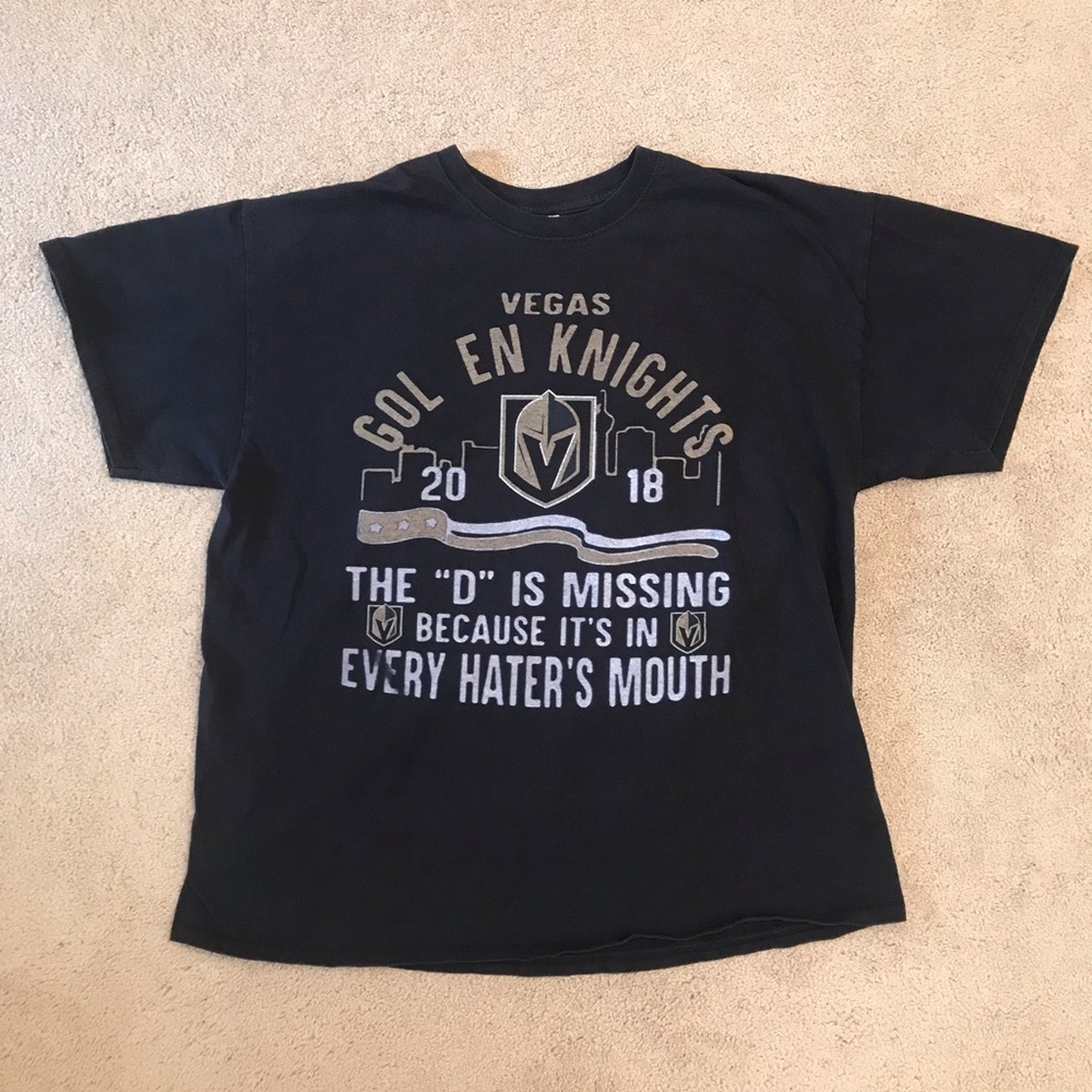Gildan Vegas Golden Knights Hockey 2018 Graphic T Shirt Mens XL Faded Black NHL